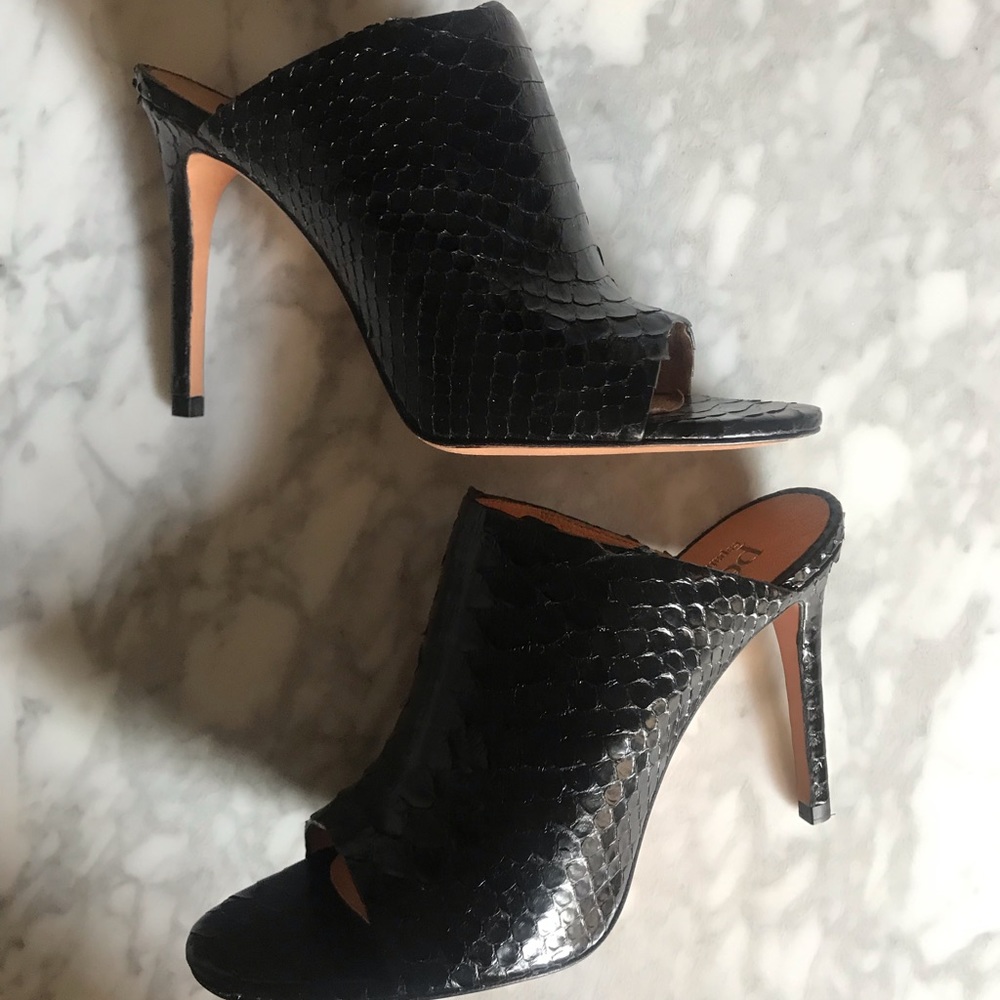 Pedro Garcia Black Python Mule Heels Size 41 - image 5